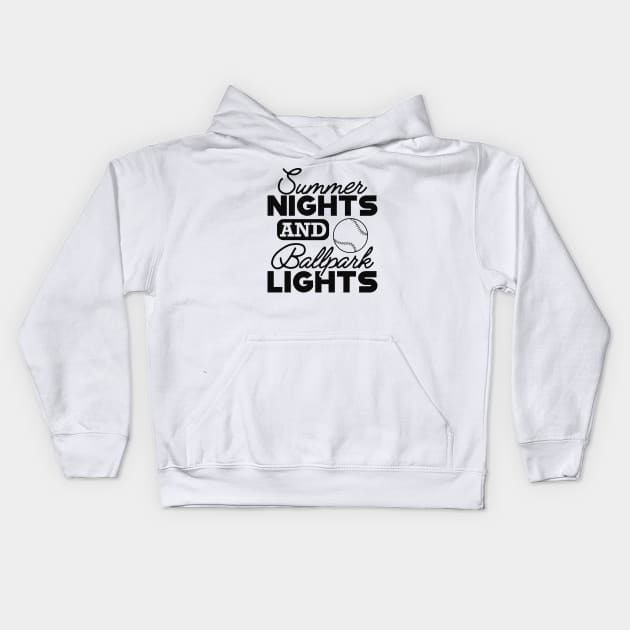 Baseball player / fan - Summer nights and ballpark lights Kids Hoodie by KC Happy Shop